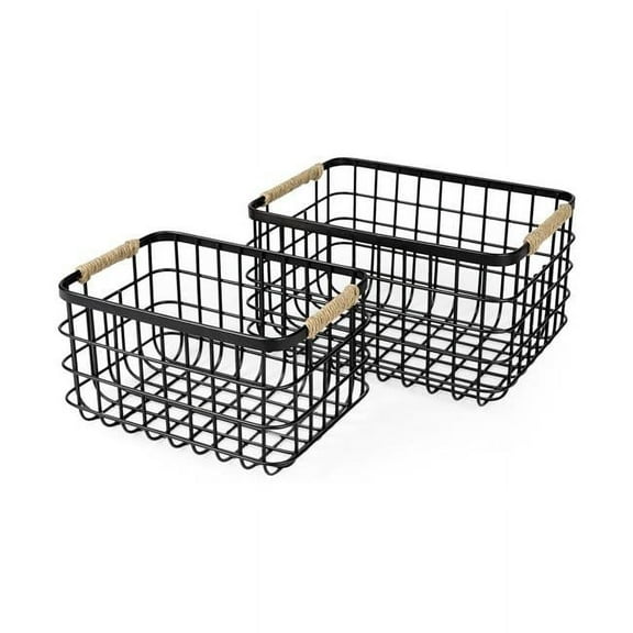 Metal Baskets, Black - Set of 2