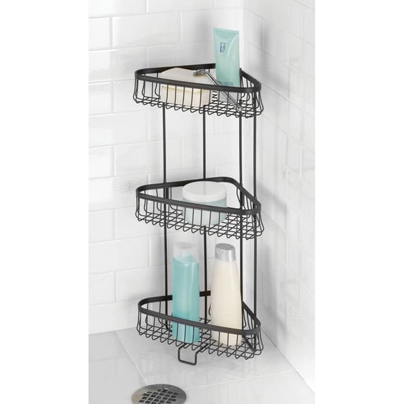 Metal Bathroom Shelf Unit - Freestanding Vertical Storage for Organizing and Storing Hand Towels, Body Lotion, Tissues, Bath Salts - 3 Shelves, - Matte Black