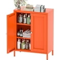 thumbnail image 1 of Metal Bathroom Storage Cabinet, Bathroom Floor Storage Cabinet with 2 Adjustable Shelves and 2 Doors,Freestanding Metal Sideboard for Small Spaces, Living Room, Dining Room,Orange, 1 of 13