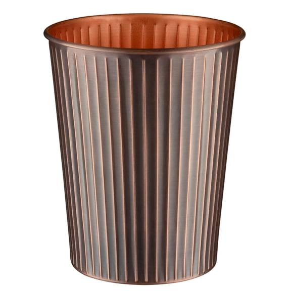 Metal Bathroom Trash Can – Waste Basket for Bedroom, Office Desk, & Dorm, Handcrafted Ridge Embossed, Durable Decorative Black Small Trash Can Bathroom Garbage Bin Wastebasket