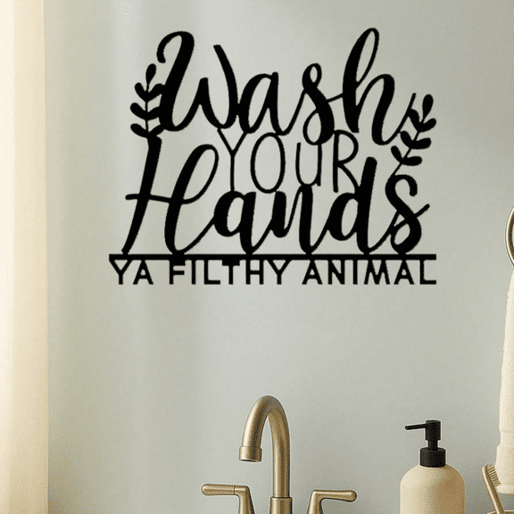 Metal Bathroom Wall Art - Black Bathroom Accessories Rustic "Wash Your Hands" Sign for Farmhouse Restroom Decor,Suitable for Modern Home Decor Accessories for Home Decor