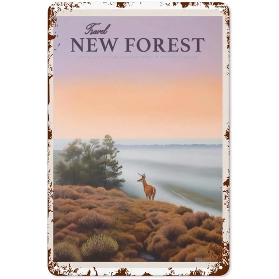 Metal Bathroom Wall Art Vintage Forest Travel Tin Sign Set Inspirational Quote Decor 8 x 12 Inch