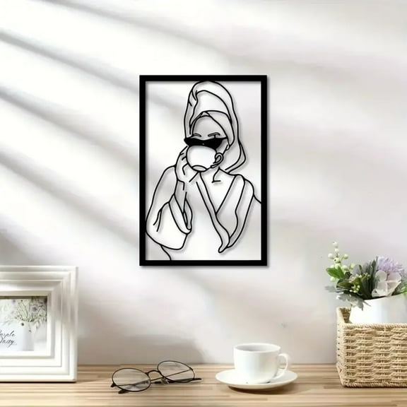 Metal Bathroom Wall Art for Women with Bathtub Design for Bathroom Decor