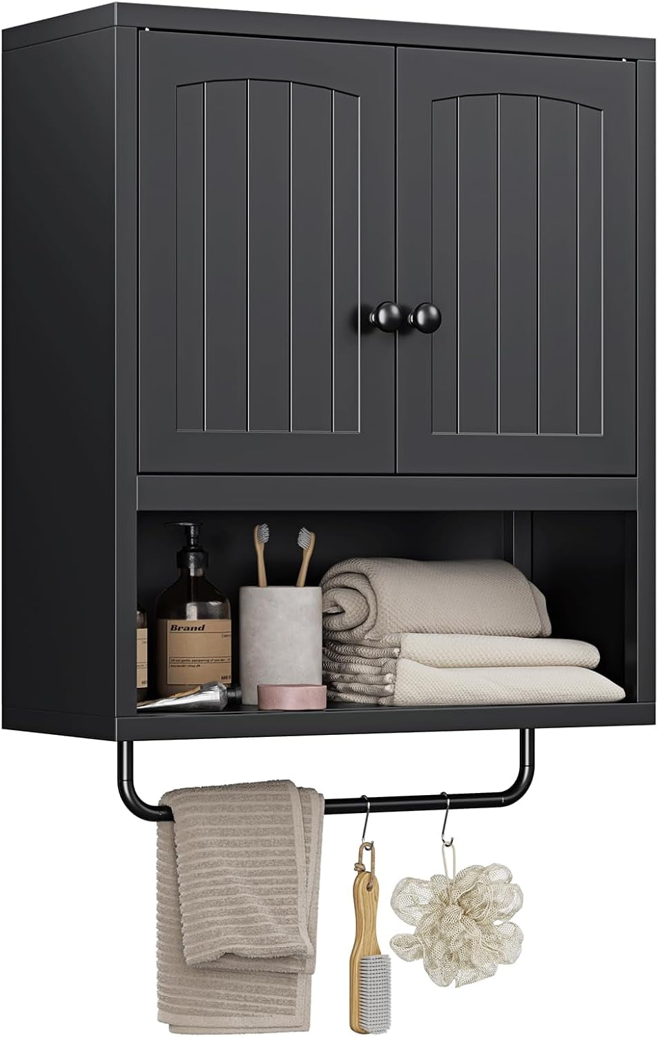 Metal Bathroom Wall Cabinet with 2 Doors,Medicine Cabinet with Towel ...
