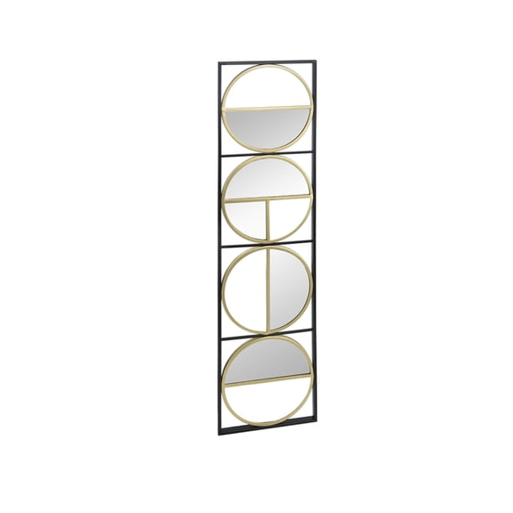 Metal Beaded Wall Mirror, Art Deco Iron Framed Decorative Mirror, Geometric Round Accent Mirror for Bedroom Living Room Entrywa