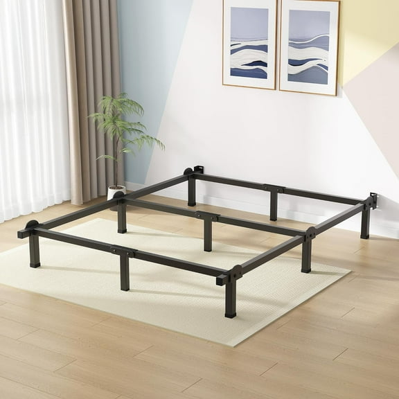 Metal Bed Frame, 9-Leg Full Size Bed Base with 8 Inches Support for Box Spring, Easy Assembly, Black