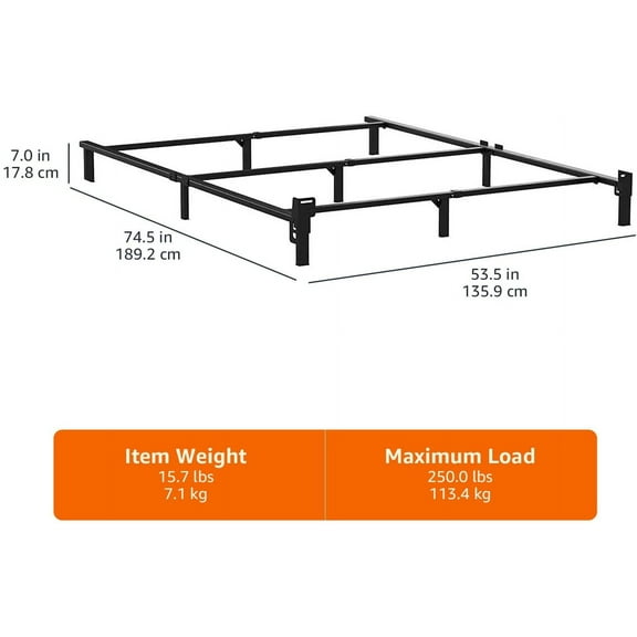 Metal Bed Frame (Box Spring Required), Full Size, Tool-Free Easy Assembly, Black