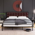 thumbnail image 1 of Metal Bed Frame with Faux Leather Headboard, Metal Frame Platform Bed Frame, Large Under Bed Storage Space, Platform Beds with Strong Slats Support for Bedroom Apartment, No Box Spring Needed, 1 of 8