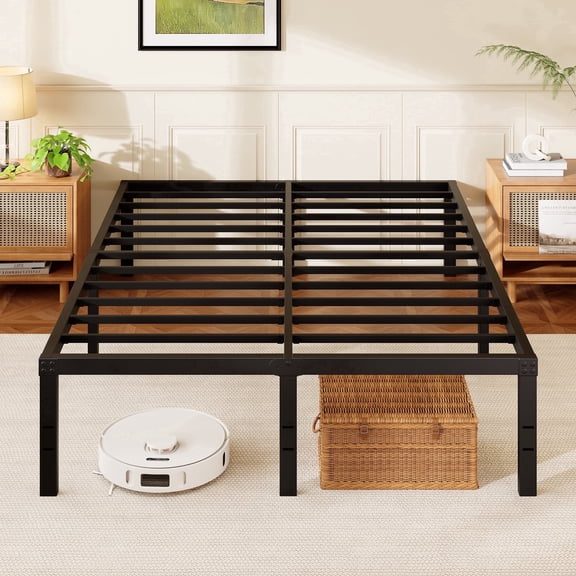 Awesofurni 18" Queen Bed Frame, Heavy Duty Platform Bed Frame with Storage Space, Noise Free Steel Slat Support, No Box Spring Needed, Easy Assembly