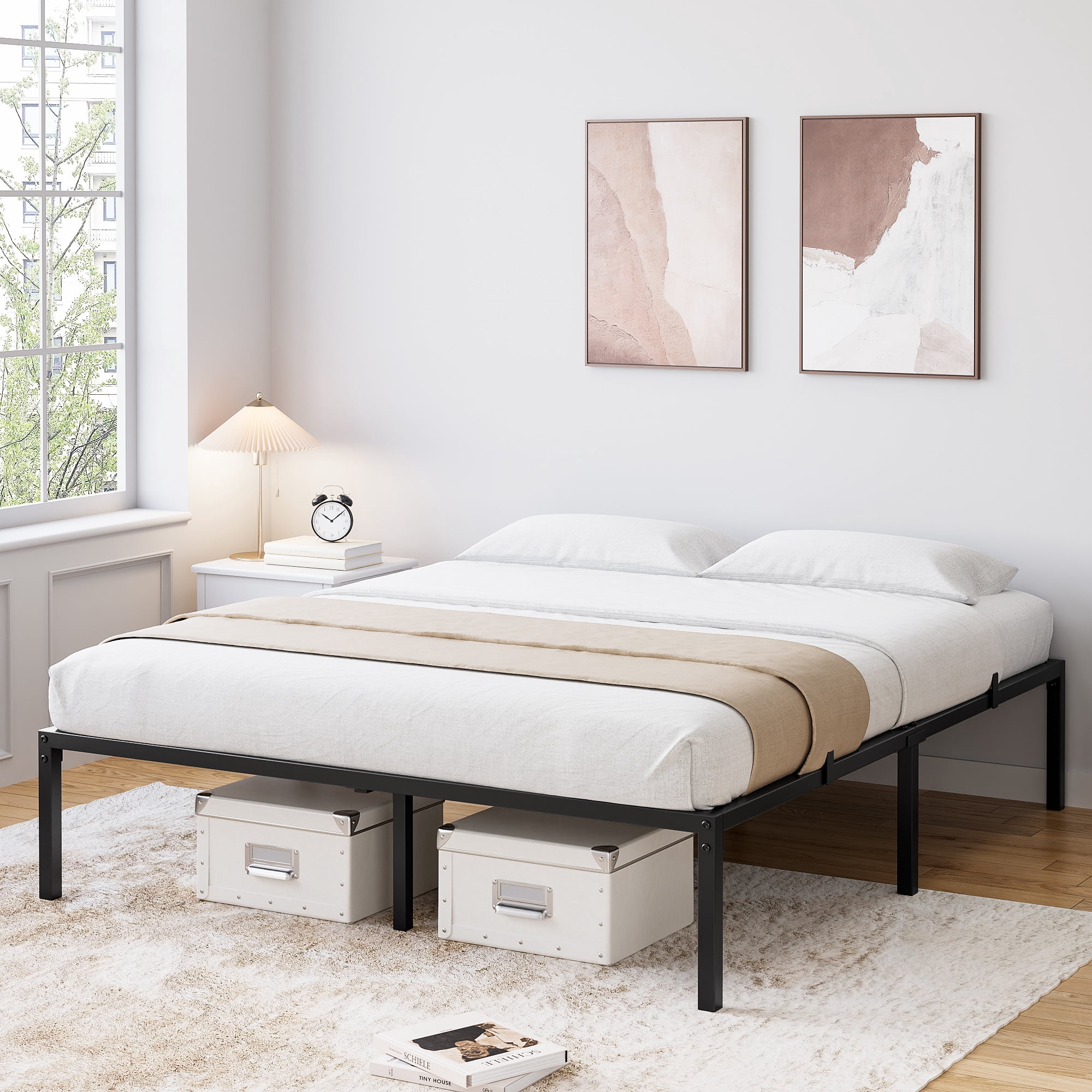 Metal Bed Frame,Platform Bed Frame with Storage Space,Heavy Duty Sturdy ...