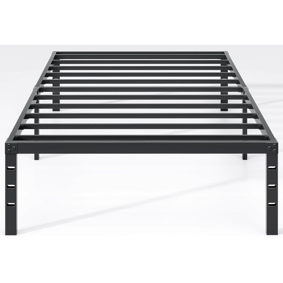 Metal Bed Frame,Queen Size Bed Frame with Storage Space,Heavy Duty Sturdy Mattress Foundation,Easy Assembly,No Box Spring Needed, Black,18 Inch,Queen