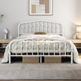 thumbnail image 1 of Metal Bed Frame Queen Size Metal Platform Bed Frame with Victorian Style Headboard/Footboard/Easy Assembly/No Box Spring Needed/White Smoke, 1 of 9