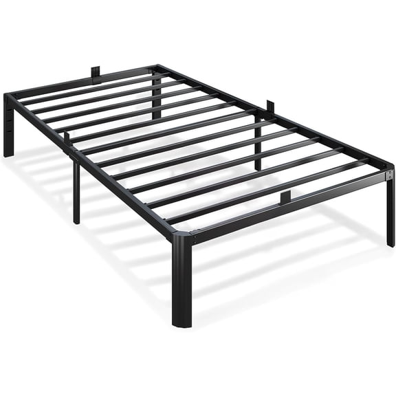 Metal Bed Frame Size, 14 Inch 3500 lbs Heavy Duty Platform Bed Frames Steel Slats Noise Free No Box Spring Needed, Easy Assemble Sturdy Bedframe Rounded Corner with Storage and Mattress Retainers