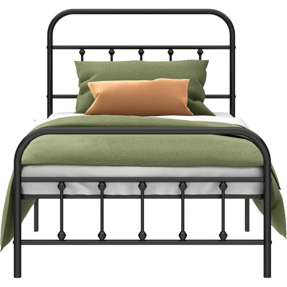 Metal Bed Frame - Structurally Stable Heavy Duty Steel Slat Supported Bed Frames,No Box Spring Needed for Easy Removal and Transport.