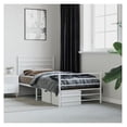 thumbnail image 1 of Metal Bed Frame Twin Size with Footboard, White Finish 39.4"x74.8", Sturdy Steel Platform Bed for Bedroom, Under Bed Storage, 1 of 9