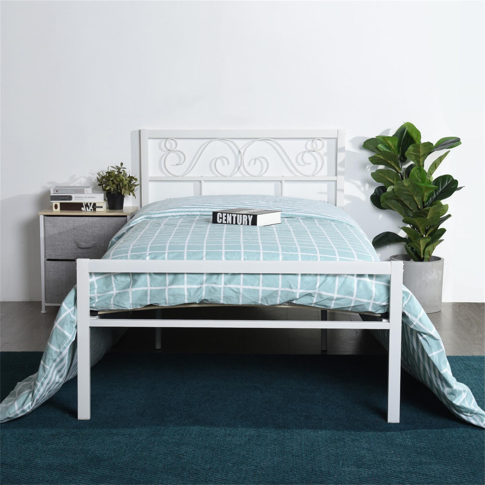 Metal Bed Frame Twin Size with Headboard and Footboard Metal