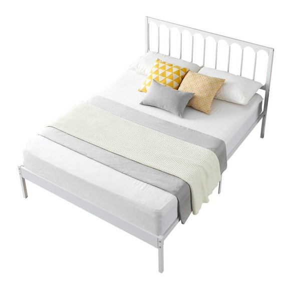 Metal Bed Frame with Vintage Headboard, Modern Platform Bed Frame, Queen Size