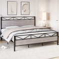thumbnail image 1 of Metal Bed Frame with Vintage Wood Headboard and Footboard, Platform Bed Frame, Full, 1 of 9