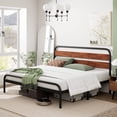 thumbnail image 1 of Metal Bed Frame with Wood Headboard, Heavy Duty Platform Bed Frame, King Size, 1 of 7
