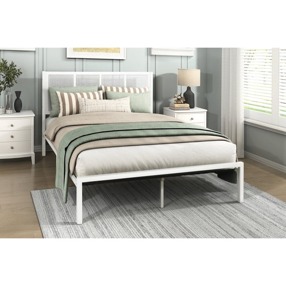 Metal Bed with Coastal Vibe | Perfect for Bedroom Decoration, No Foundation Necessary | Arrives in One Box