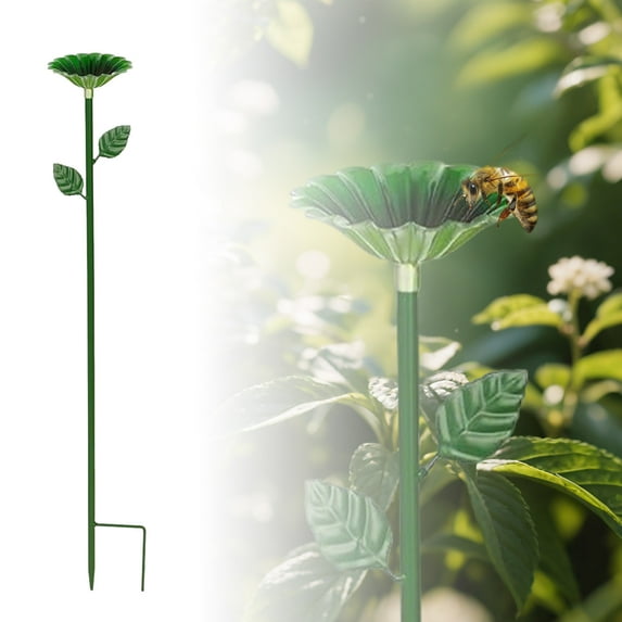 Metal Bee Water Feeder Station - 25.2" Flower Shape Pollinator Drinking Cups for Garden, Colorful Butterfly Bath Bowl Outdoor Decor to Hydrate Bees & Beneficial Insects