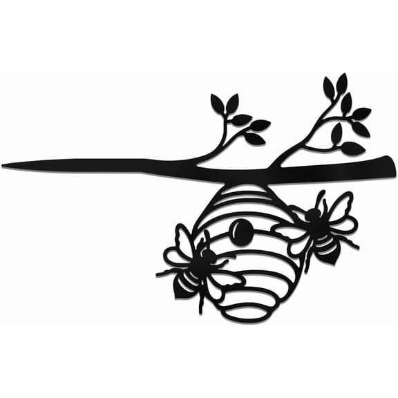 Metal Beehive Outdoor Tree Decor Honey Bees Garden Tree Silhouette Stakes Insects Outdoor Ornaments Gift Beehive Outdoor Tree Ornaments for Yard Art Outdoor Patio Lawn Wall Tree Ornaments Black
