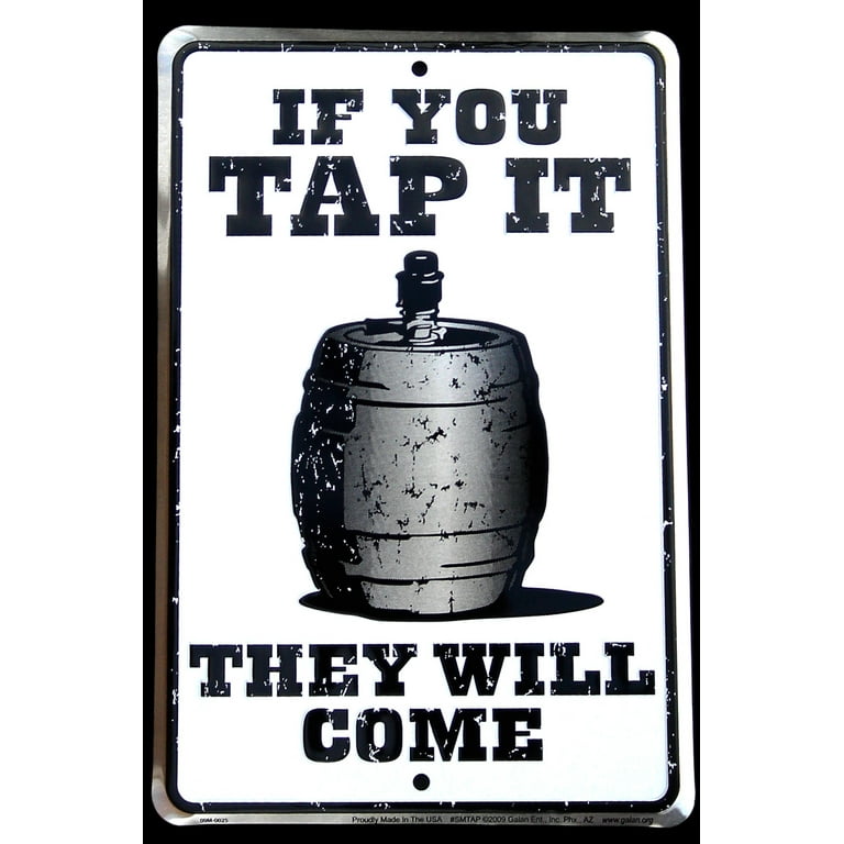 Funny Party Tin Metal Beer Barrel Pub/Bar sign that reads Funny Party Tin Metal Beer Barrel Pub/Bar sign that reads
