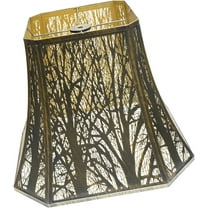 Metal Bell Lamp Shade For Floor Lamp, Large Lampshade  Square Cut Corner Lamp Shade For Table Lamp (Spider Fitter), Bronze Gold Tree Pattern, 8" x 14" x 11" H