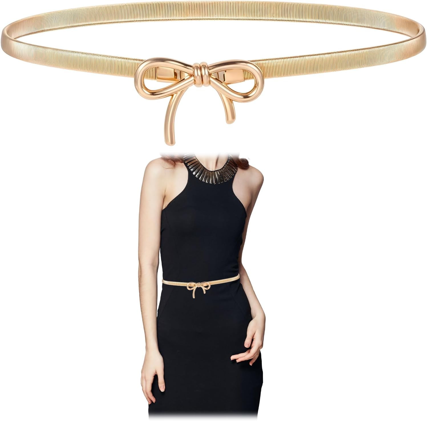 Metal Belts for Women, Exquisite Bow Belts, Skinny Gold Thin Waist