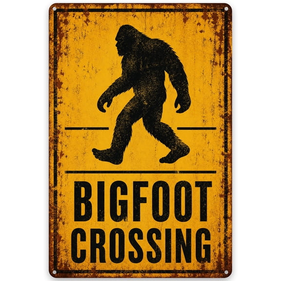 Metal Bigfoot Crossing Sign 8x12 Inch - Rustic Iron Wall Decor for Home or Outdoor Use, Vintage Style Weather Resistant for Easy Hanging - Perfect for Indoor/Outdoor Wall Decoration