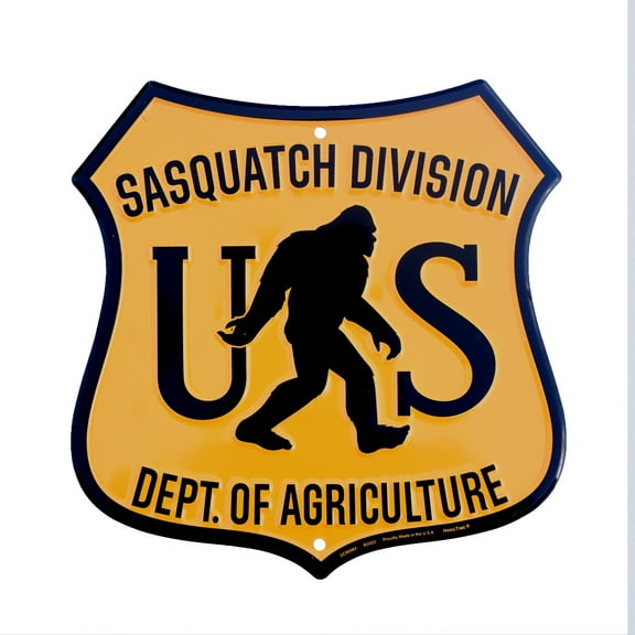Metal Bigfoot Sign US Sasquatch Division Dept. Funny Man Cave Mens Room Rustic Home Bar Wall Decor