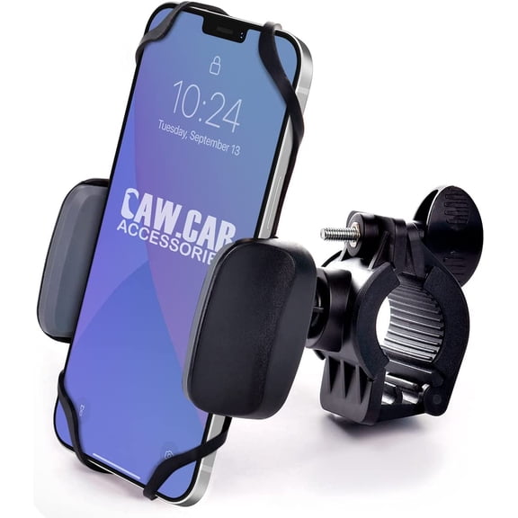 Metal Bike & Motorcycle Phone Mount for Any Smartphone (iPhone 16 Pro Max/e, Galaxy S25). Unbreakable Handlebar Cell Holder Bike, Scooter, Bicycle Mount. x10 to Safeness Comfort