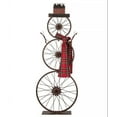 thumbnail image 1 of Metal Bike Wheel Snowman with Plaid Scarf Porch Decor KD, 1 of 3