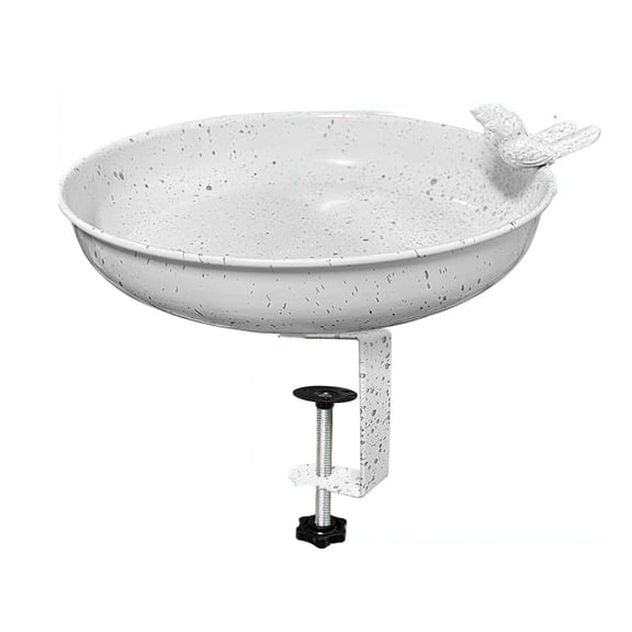 Metal Bird Bath Feeder, Clamp-On Outdoor Deck Mount Bird Feeder Bowl For Garden Yard Lawn, 1 Pack