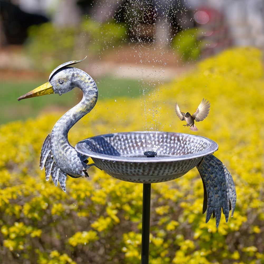 Metal Bird Bath with Garden Stake, 13.18" Lightweight Birdbath