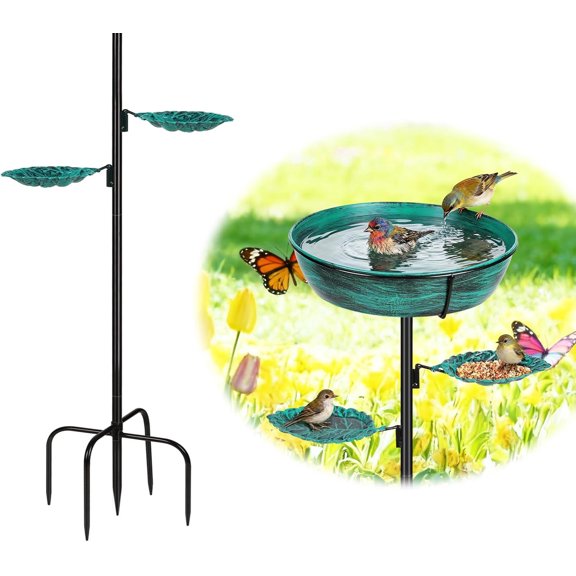 Metal Bird Bath for Outdoor - Garden Bird Bath with Removable Bowl Heavy-Duty Base, Rust-Proof Birdbaths for Garden Yard Lawn Decor, Easy to Install(Green)