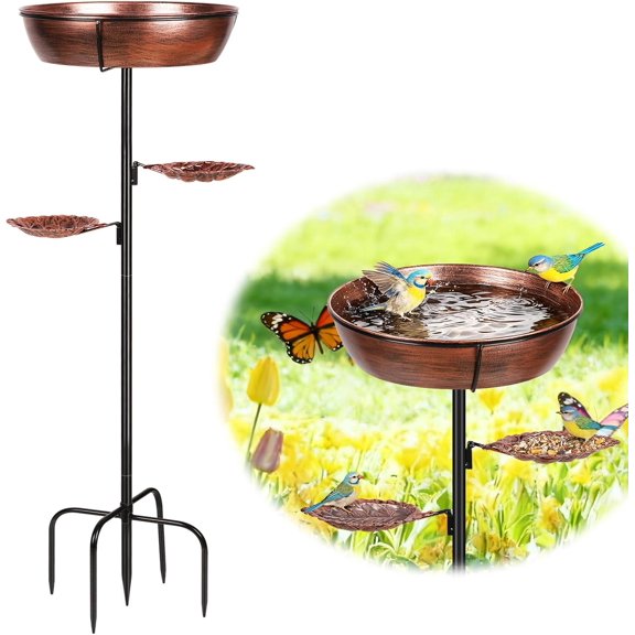 Metal Bird Bath for Outdoor - Garden Bird Bath with Removable Bowl Heavy-Duty Base, Winter Birdbath Feeder Rust-Proof Birdbaths for Garden Yard Lawn Decor, Easy to Install(Bronze)