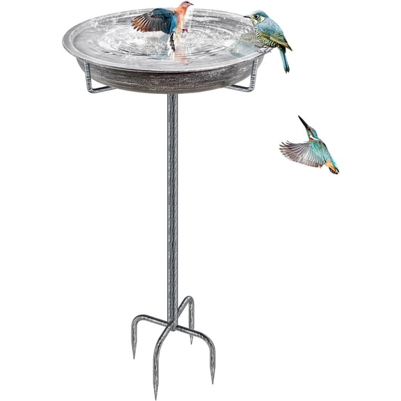 Metal Bird Bath for Outdoors Garden Birdbath Bowl, 36.2" Height Freestanding Bird Feeders for Outside with 4 Prongs Base Stake, Standing Birdfeeders for Yard Lawn Decor (Retro )