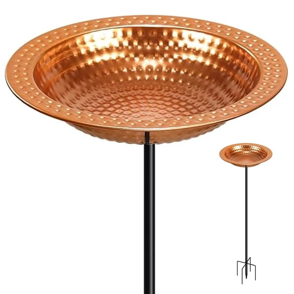 Metal Bird Bath Stand For Outdoors Garden Baths Birdbaths Bowl With Stake Hand-hammered Standing Birdbath 5-prong Base (standing Bath)