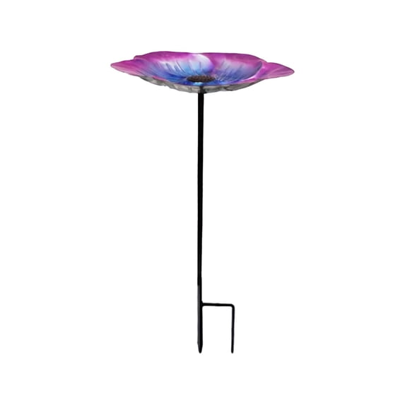 Metal Bird Bath with Flower Design Outdoor Feeder for Garden Butterfly Puddler Decor 9.4in Wide 24.8in Tall Iron Material