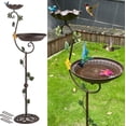 Metal Bird Baths for Outdoors, 44" Height Cast Iron Pedestal Bird Bath and Feeder, Vintage ...