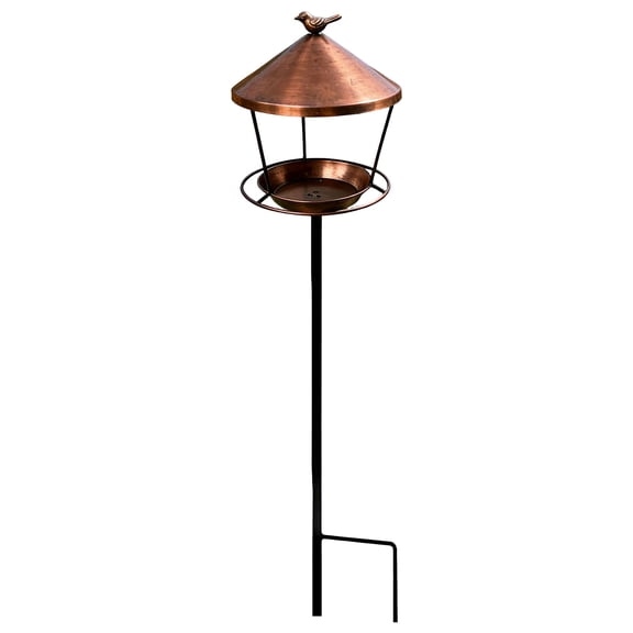 Metal Bird Feeder, 40inch Iron Ground Mounted Bird Feeder Seed Feeder Platform for Garden, Patio and Yard, Brown