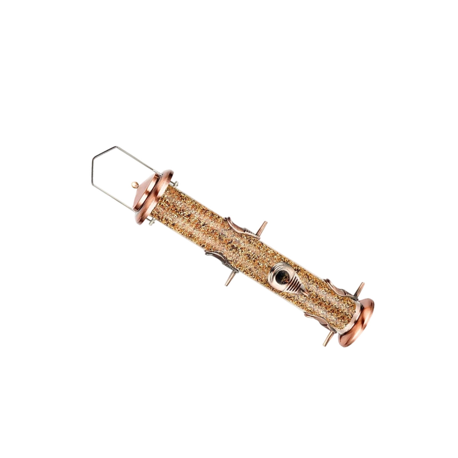 Metal Bird Feeder 6 Ports Squirrel Easy Fill Lift Cover Transparent Tube Stable