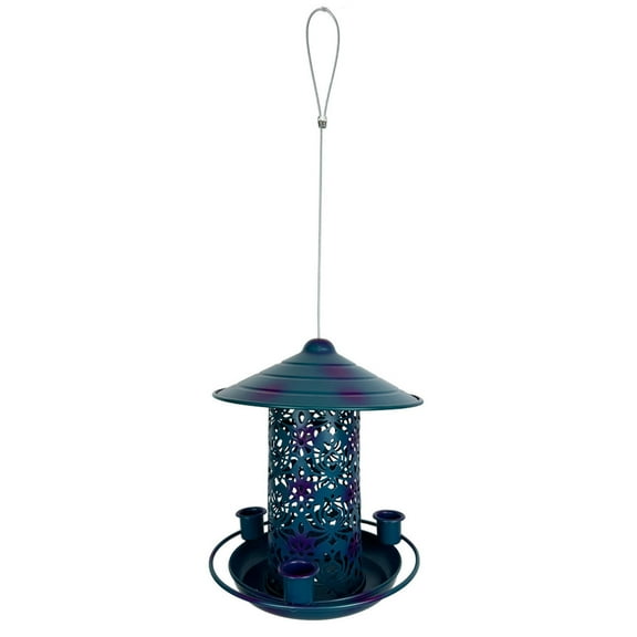 Metal Bird Feeder Outdoor Iron Crafts Hanging Courtyard Garden Bird Feeder for Wild Birds Easy to Hang and Clean Durable Design for Garden Patio and Yard Decor