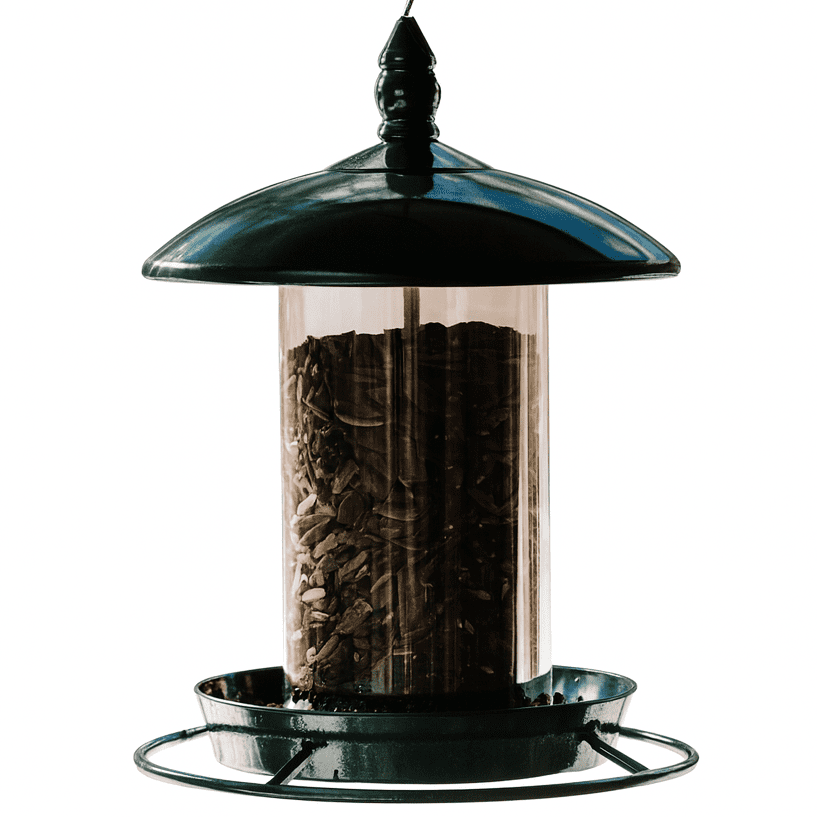 Metal Bird Feeder for Outside Hanging, Wild Bird Feeders for Cardinal, Large Roof and Tray - 6 Port