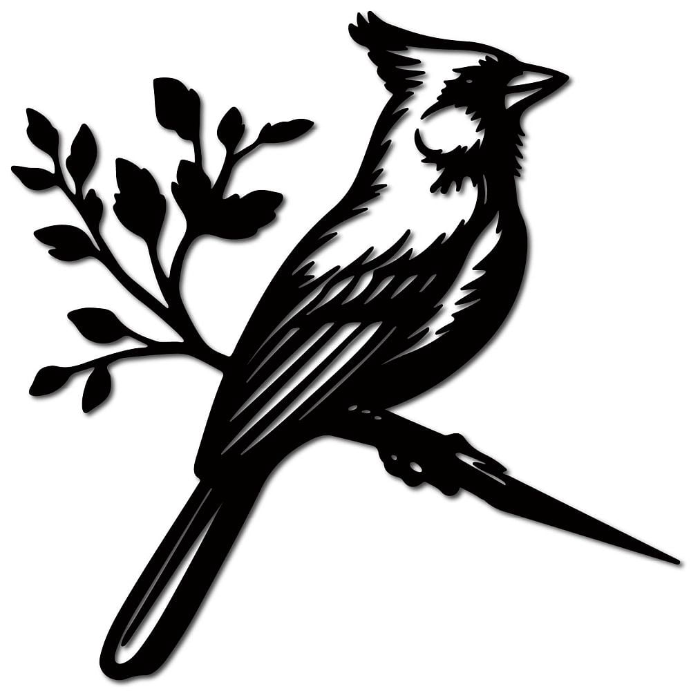 Metal Bird Garden Decor Bird Garden Stakes Decorative Black Statue Sculpture Cardinal Gifts Figurines Silhouette Yard Art Insert Home Decor for Outdoor Tree Patio Housewarming 11.8x11.8inch DIY