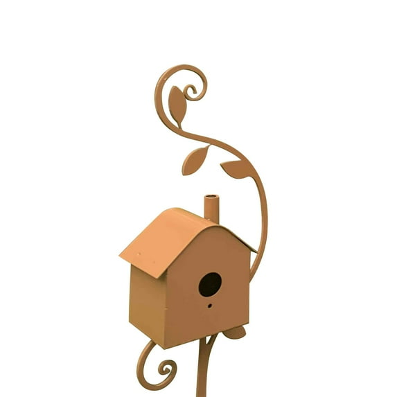 Metal Bird House with Pole, Large Bird Houses for Courtyard Backyard Patio Outdoor Garden Decor Resting Place for Birds Hummingbird House