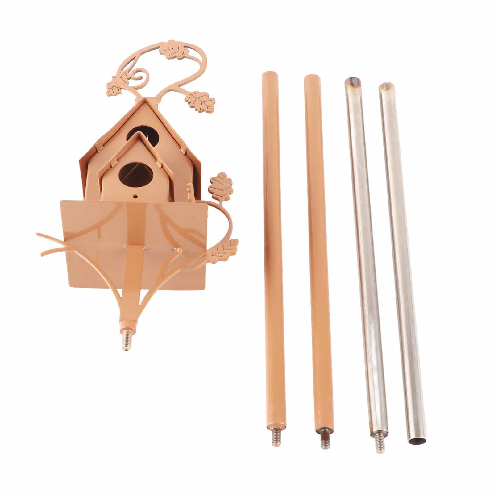 Metal Bird House with Pole Metal Art Cottage Bird House Stakes