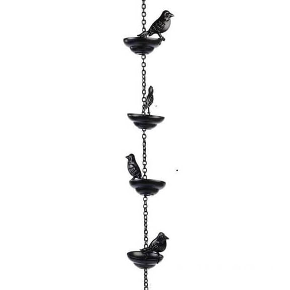 Metal Bird Rain Chain With Decorative Cups Hanging Rainwater Diverter With Attached Hanger Rain Catcher Chain For Outdoor Garden Patio Home Exterior (0.6m)