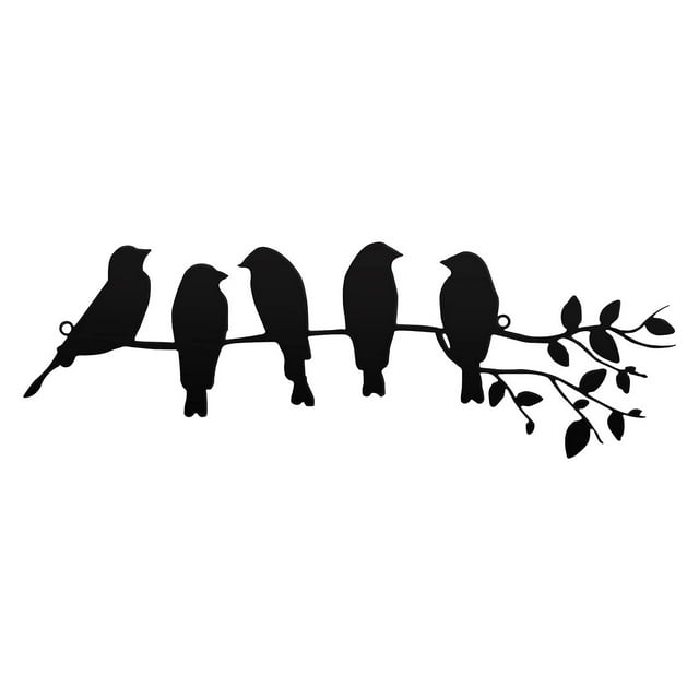 Metal Bird Silhouette Wall Decoration Leaf Branch Iron Craft Living